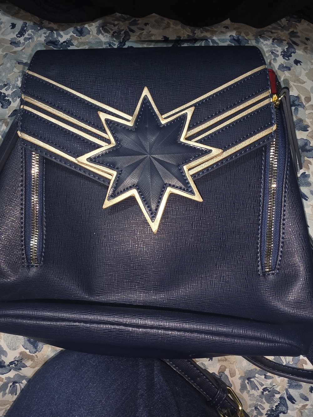 Marvel Navy Star Accent Backpack with Gold Trim